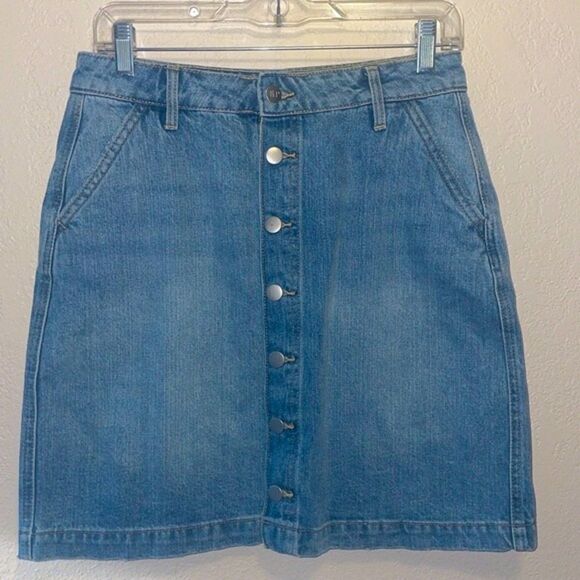 Rachel Parcell button front denim mini skirt size Small